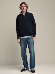 Black Jersey Cotton Rich Quarter Zip Sweatshirt - Image 1 of 1