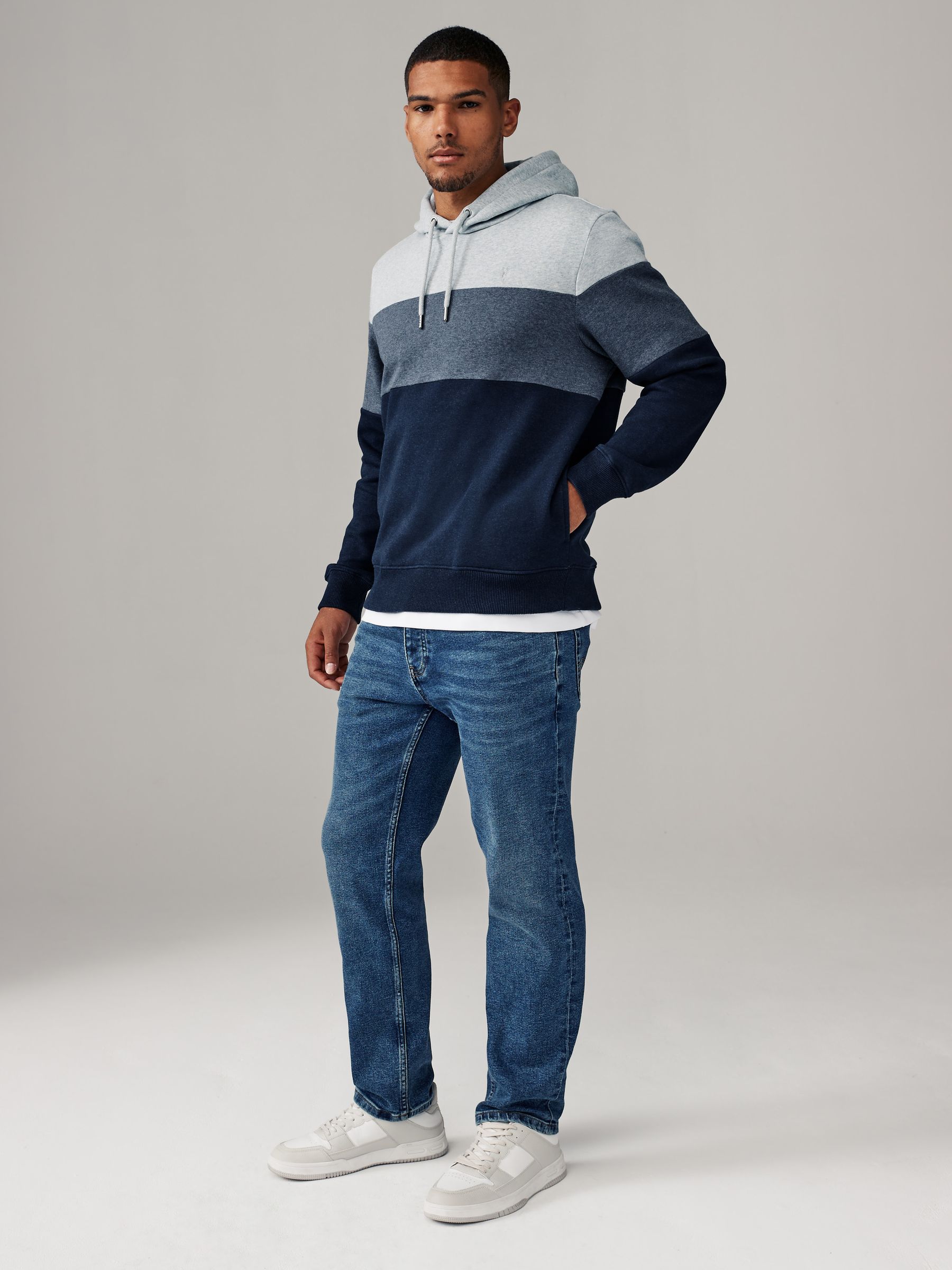 【LON】TWO SIDE SWEATSHIRT #04 Buy Blue Overhead Hoodie Colour Blocking Sweatshirt from Next USA