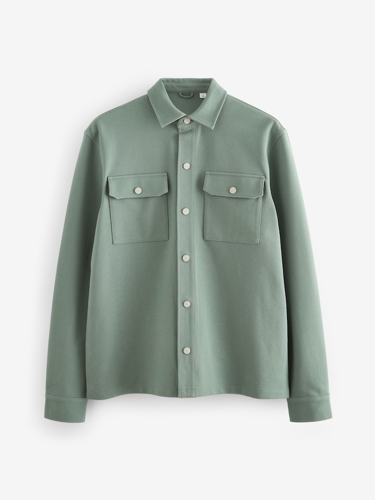 Dark Sage Green Popper Shacket - Image 5 of 10