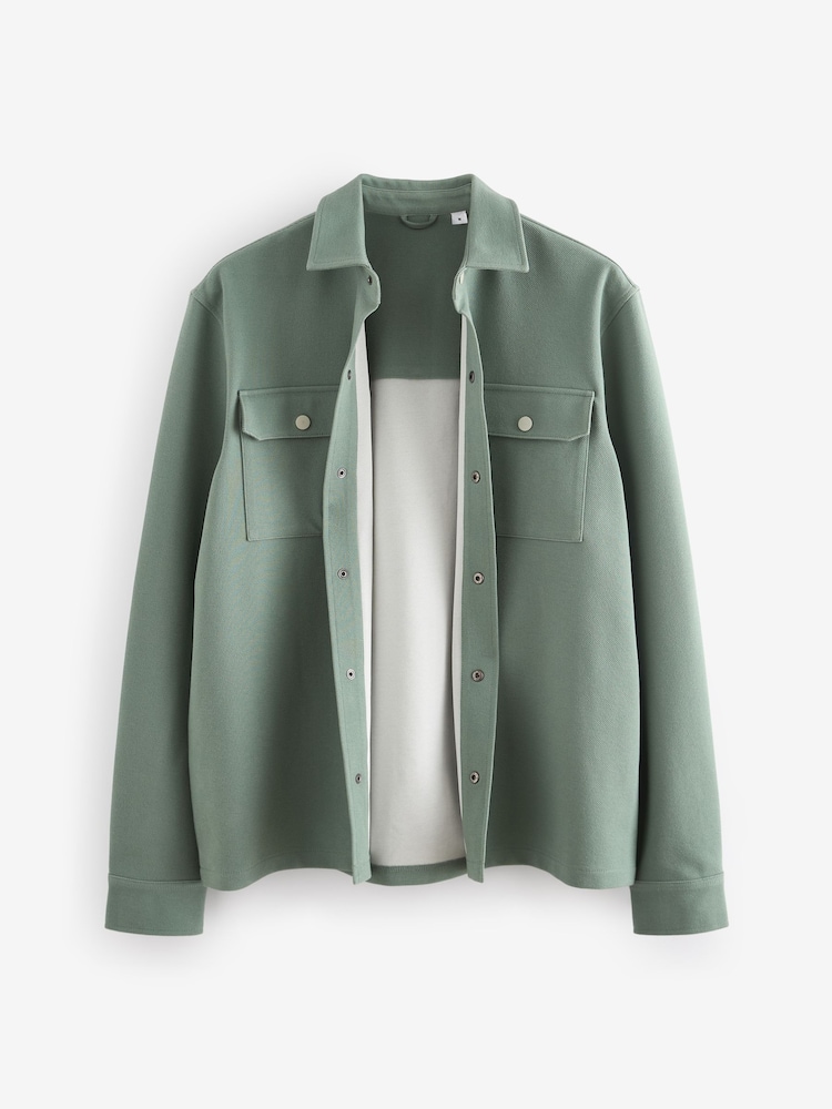 Dark Sage Green Popper Shacket - Image 6 of 10