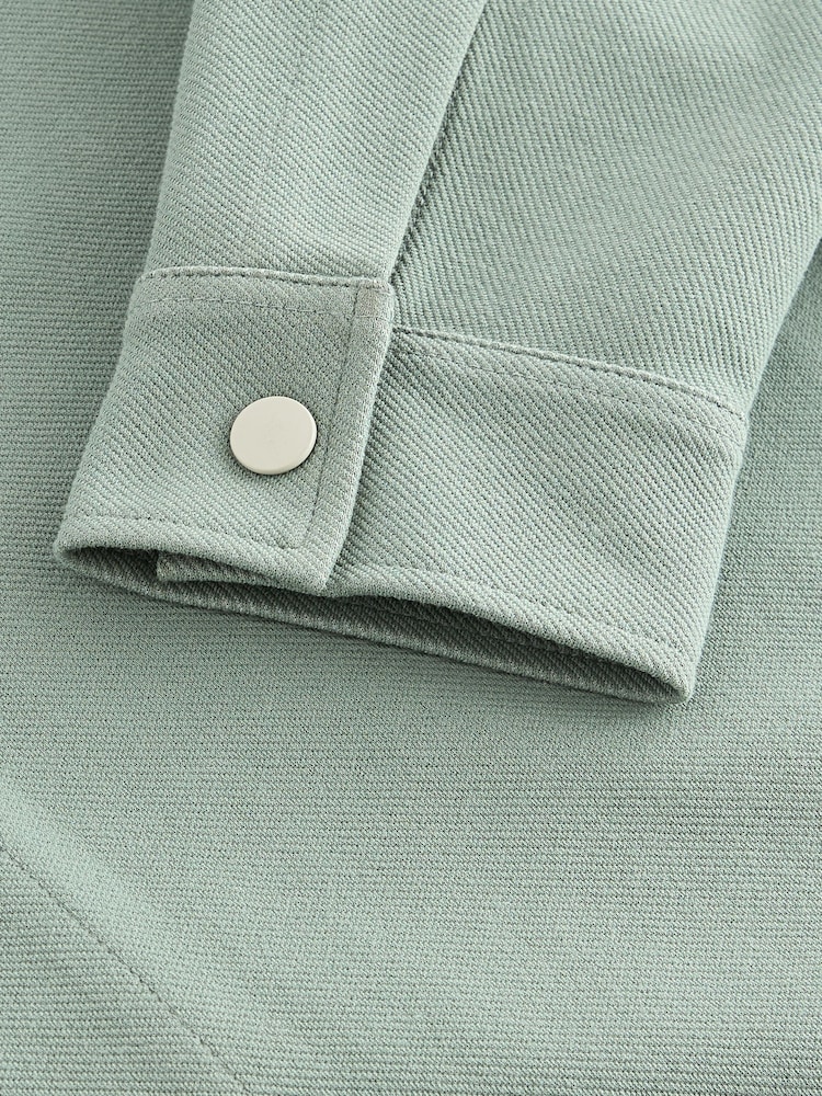 Dark Sage Green Popper Shacket - Image 8 of 10