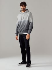 Grey Ombre Dip-Dye Cotton Rich Jersey Hoodie - Image 2 of 8