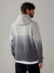 Grey Ombre Dip-Dye Cotton Rich Jersey Hoodie - Image 3 of 8