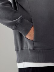 Grey Ombre Dip-Dye Cotton Rich Jersey Hoodie - Image 5 of 8