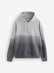 Grey Ombre Dip-Dye Cotton Rich Jersey Hoodie - Image 6 of 8