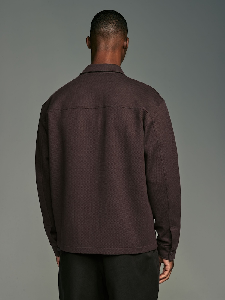 Burgundy Red Regular Fit Popper Shacket - Image 1 of 7