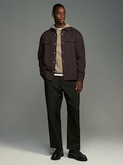 Burgundy Red Regular Fit Popper Shacket - Image 2 of 7