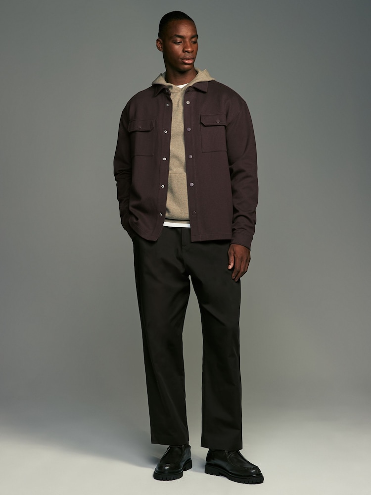 Burgundy Red Regular Fit Popper Shacket - Image 2 of 7