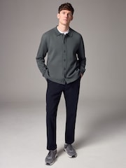 Slate Grey Cotton Rich Jersey Button Through Shacket - Image 2 of 9