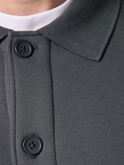 Slate Grey Cotton Rich Jersey Button Through Shacket - Image 5 of 9