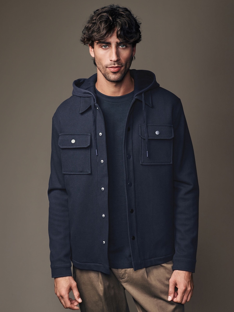 Marineblau/blau - Borg Lined Popper Shacket with Hood - Bild 1 von 12 Marineblau/blau - Borg Lined Popper Shacket with Hood - Bild 1 von 12