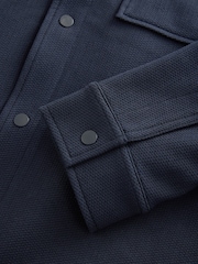 Navy Blue Borg Lined Popper Shacket with Hood - Image 11 of 12