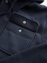 Navy Blue Borg Lined Popper Shacket with Hood - Image 12 of 12