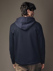 Navy Blue Borg Lined Popper Shacket with Hood - Image 4 of 12