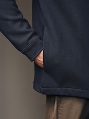 Navy Blue Borg Lined Popper Shacket with Hood - Image 7 of 12