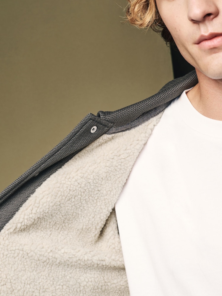 Світло-сірий - штучне хутро Fleece Lined Куртка-сорочка - Image 6 of 9