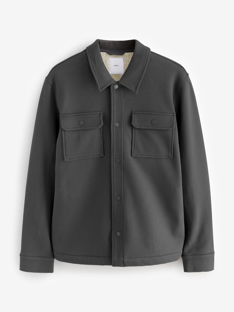 Світло-сірий - штучне хутро Fleece Lined Куртка-сорочка - Image 7 of 9