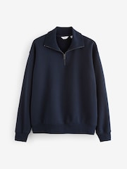 Navy Blue Quarter Zip Neck Funnel Sweatshirt - Image 5 of 7