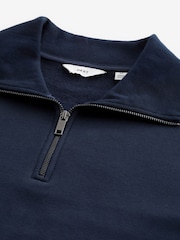 Navy Blue Quarter Zip Neck Funnel Sweatshirt - Image 6 of 7