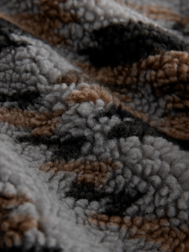 Grey Printed Fleece Shacket - Image 11 of 11