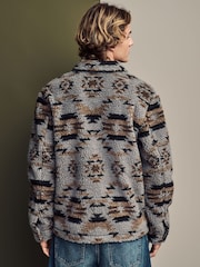 Grey Printed Fleece Shacket - Image 4 of 11