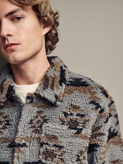 Grey Printed Fleece Shacket - Image 5 of 11