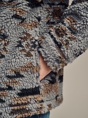 Grey Printed Fleece Shacket - Image 6 of 11