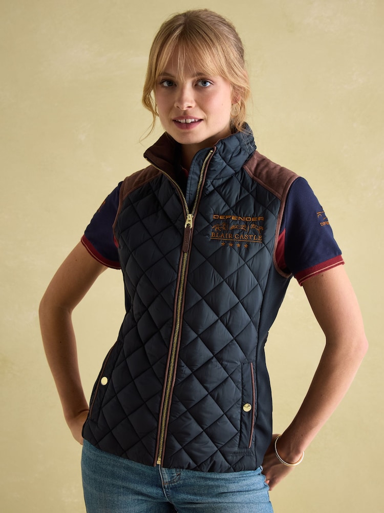Joules Blair Braemar Navy Diamond Quilted Gilet - Image 1 of 7