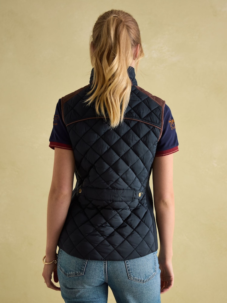 Joules Blair Braemar Navy Diamond Quilted Gilet - Image 2 of 7