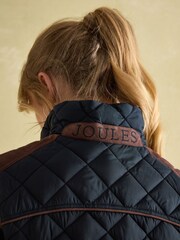 Joules Blair Braemar Navy Diamond Quilted Gilet - Image 7 of 7