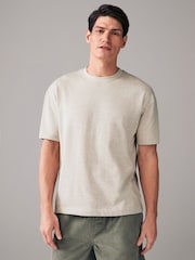 Ecru Regular Fit Heavyweight Cotton T-Shirt - Image 4 of 8