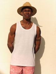 White Regular Fit Heavyweight 100% Cotton Vest - Image 1 of 7