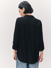 VERO MODA Black Button Through Open Neck Stripe Shirt - Image 2 of 7