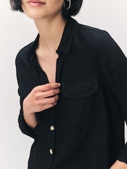 VERO MODA Black Button Through Open Neck Stripe Shirt - Image 6 of 7