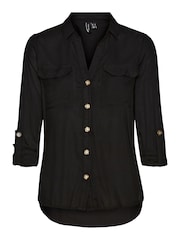 VERO MODA Black Button Through Open Neck Stripe Shirt - Image 7 of 7