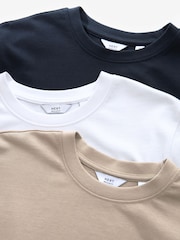 Marine/Weiß/Stein - Reguläre Passform - Schwere T-Shirts im 3er-Pack - Bild 10 von 10
