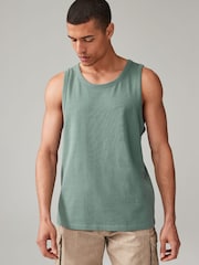 Sage Green Regular Fit Heavyweight 100% Cotton Vest - Image 1 of 7
