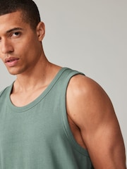 Sage Green Regular Fit Heavyweight 100% Cotton Vest - Image 4 of 7