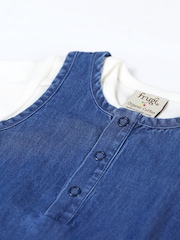 Pelele de tejido cambray azul con apliques de abeja de algodón Frugi - Imagen 2 de 3
