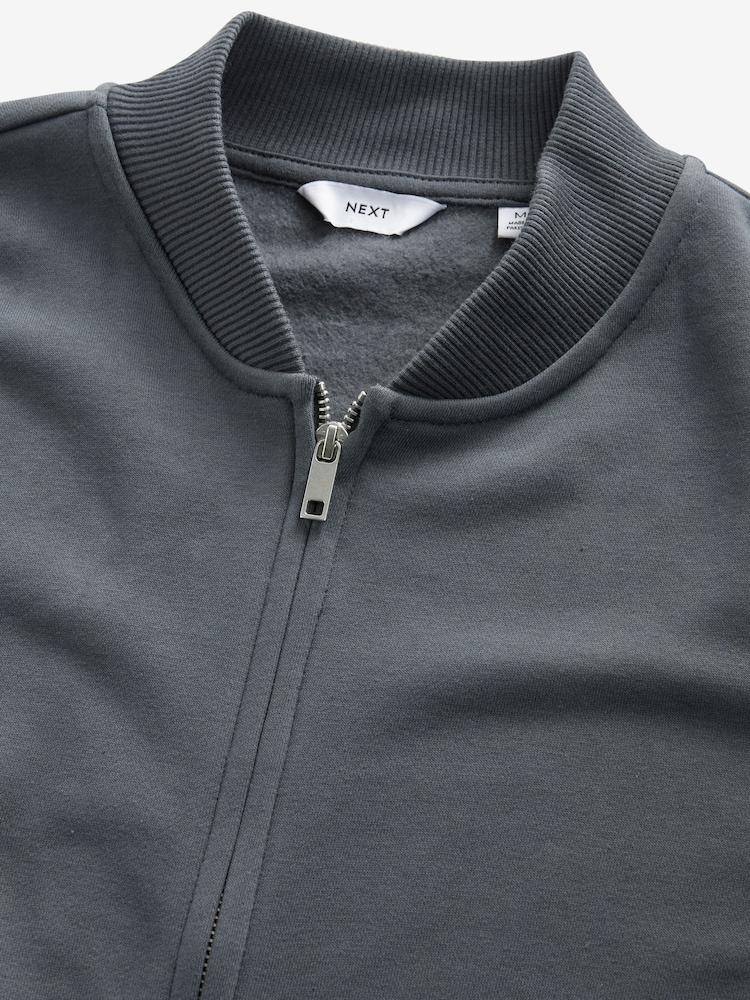 Slate Grey Cotton Rich Jersey Bomber Jacket - Image 8 of 8