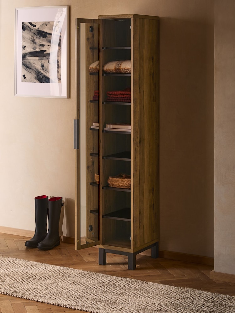 Dark Natural Bronx Tall Hallway Storage Cabinet - Image 2 of 10
