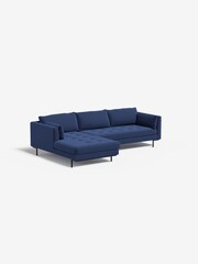 MADE.COM Matt Velvet Navy Blue Harlow Left Hand Facing Corner Sofa - Image 1 of 5