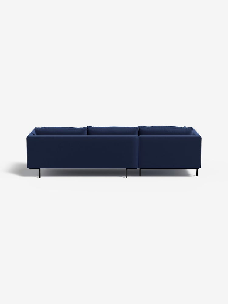 MADE.COM Matt Velvet Navy Blue Harlow Left Hand Facing Corner Sofa - Image 2 of 5