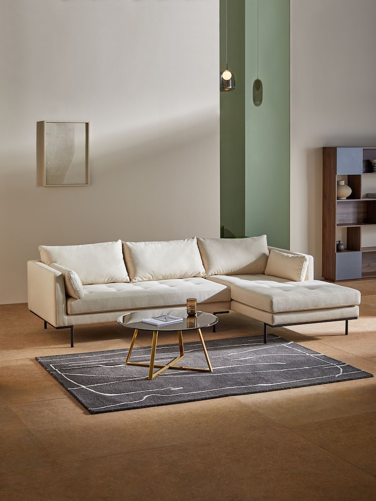 MADE.COM Matt Velvet Navy Blue Harlow Left Hand Facing Corner Sofa - Image 5 of 5
