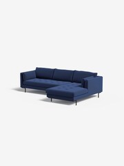 MADE.COM Matt Velvet Navy Blue Harlow Right Hand Facing Corner Sofa - Image 1 of 4