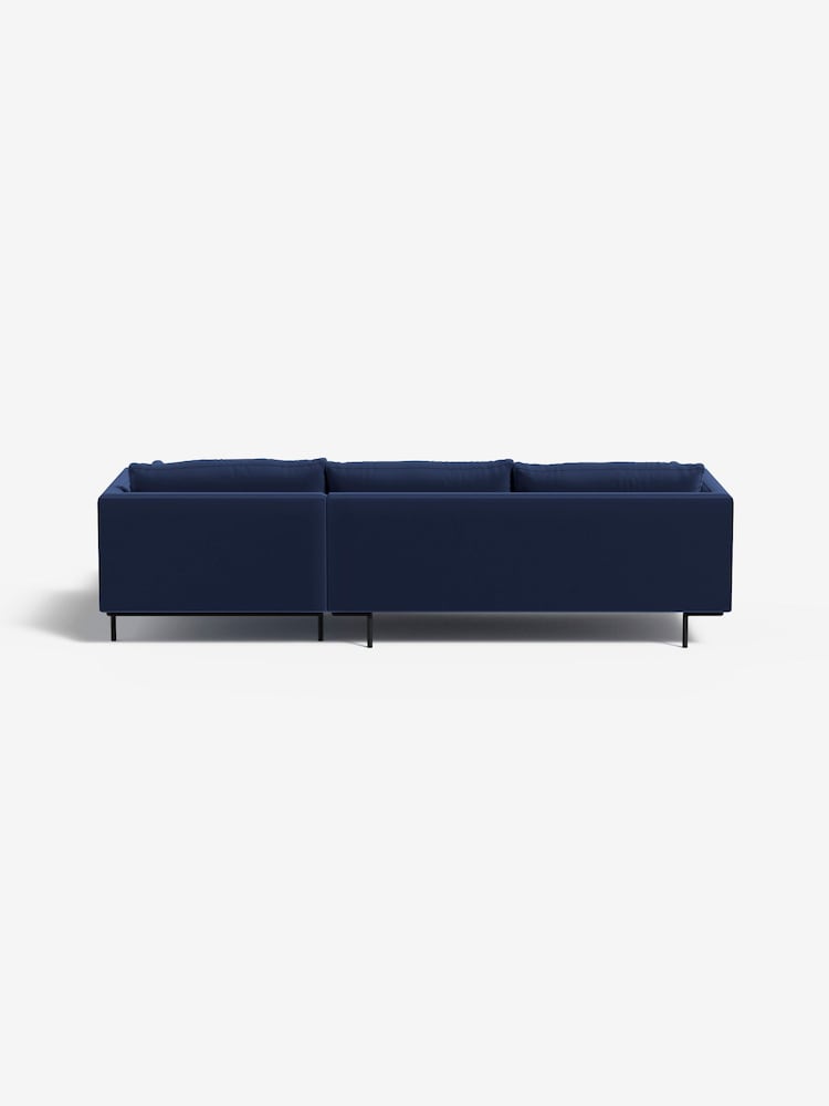 MADE.COM Matt Velvet Navy Blue Harlow Right Hand Facing Corner Sofa - Image 2 of 4