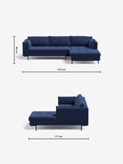 MADE.COM Matt Velvet Navy Blue Harlow Right Hand Facing Corner Sofa - Image 3 of 4
