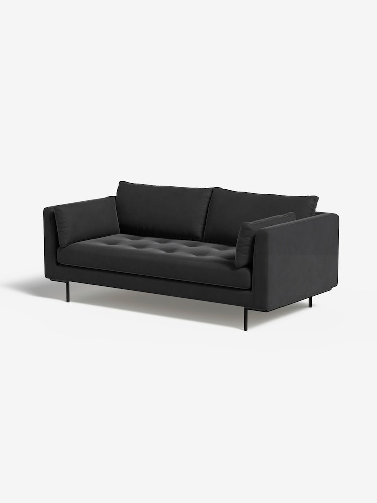 MADE.COM Matt Velvet Charcoal Grey Harlow 2 Seater Sofa - Image 1 of 4