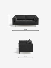 MADE.COM Matt Velvet Charcoal Grey Harlow 2 Seater Sofa - Image 3 of 4
