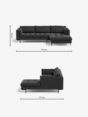 MADE.COM Matt Velvet Charcoal Grey Harlow Right Hand Facing Corner Sofa - Image 3 of 4
